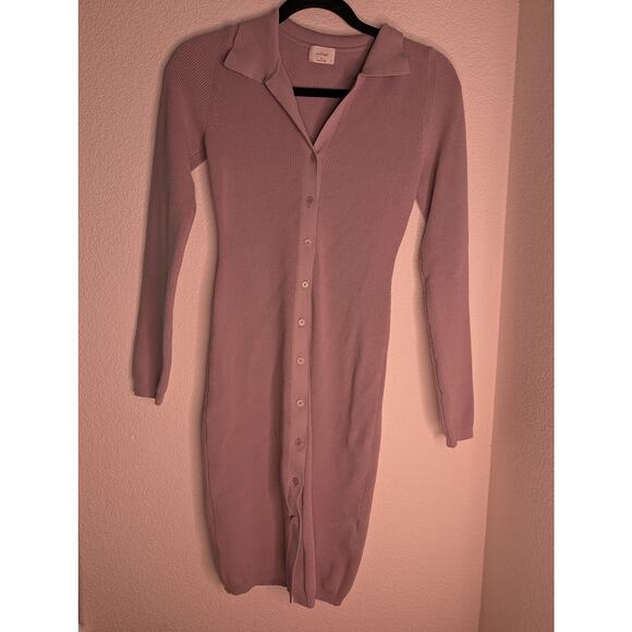 Wilfred Dresses & Skirts - Wilfred Aritzia Cove Purple Ribbed Bodycon Dress Buttons M